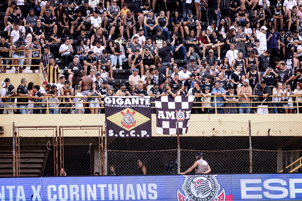 Torcida do Corinthians na partida contra o Água Santa — Foto: Leonardo Lima/AGIF