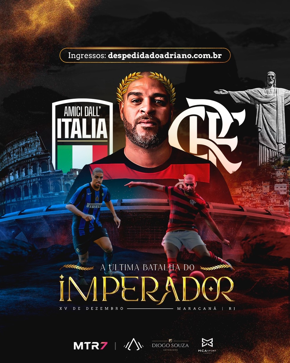 Cartaz do jogo de despedida de Adriano Imperador — Foto: Divulgação
