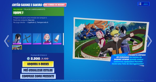 Fortnite: skin e itens inspirados em Naruto são revelados com detalhes 