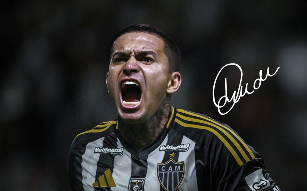 Dudu com a camisa do Atlético-MG — Foto: Arte Atlético-MG