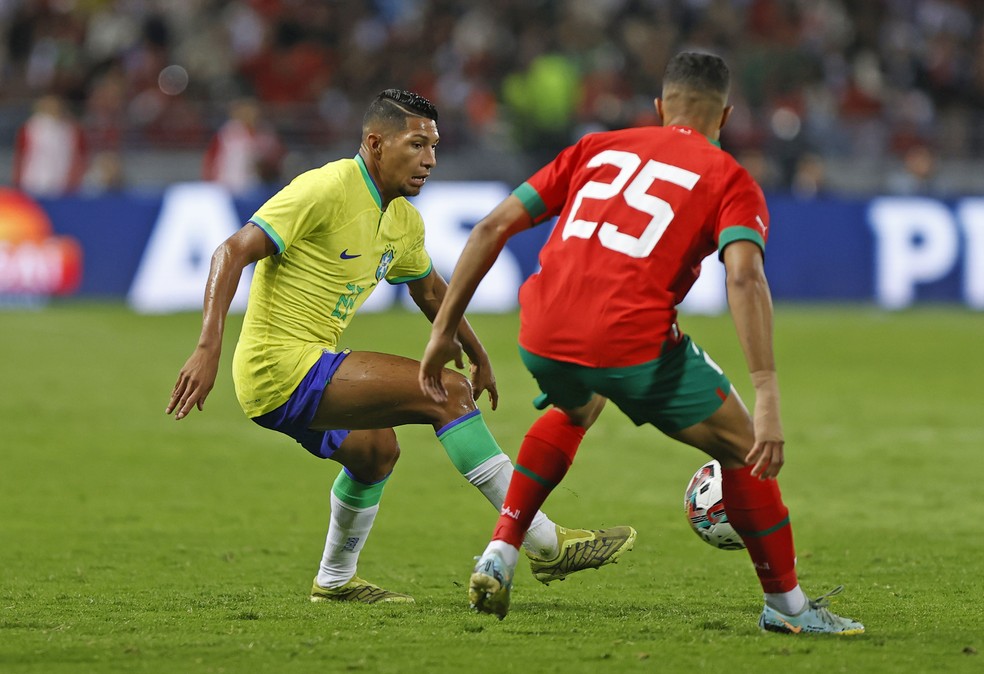 Rony em Brasil x Marrocos — Rony, atacante do Palmeiras, em ação