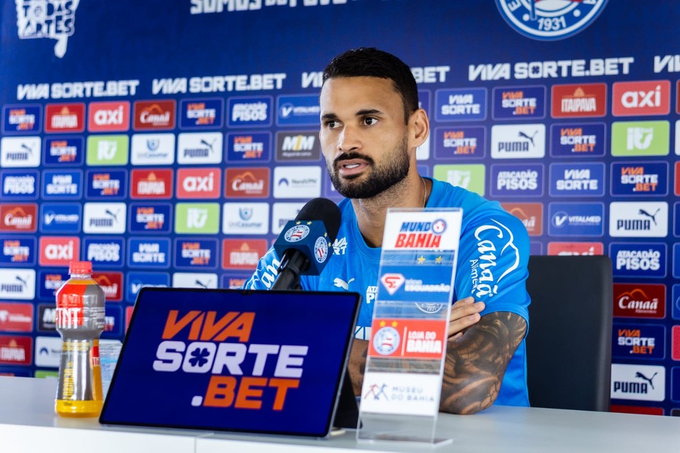 Willian José em entrevista coletiva do Bahia — Foto: Letícia Martins/EC Bahia