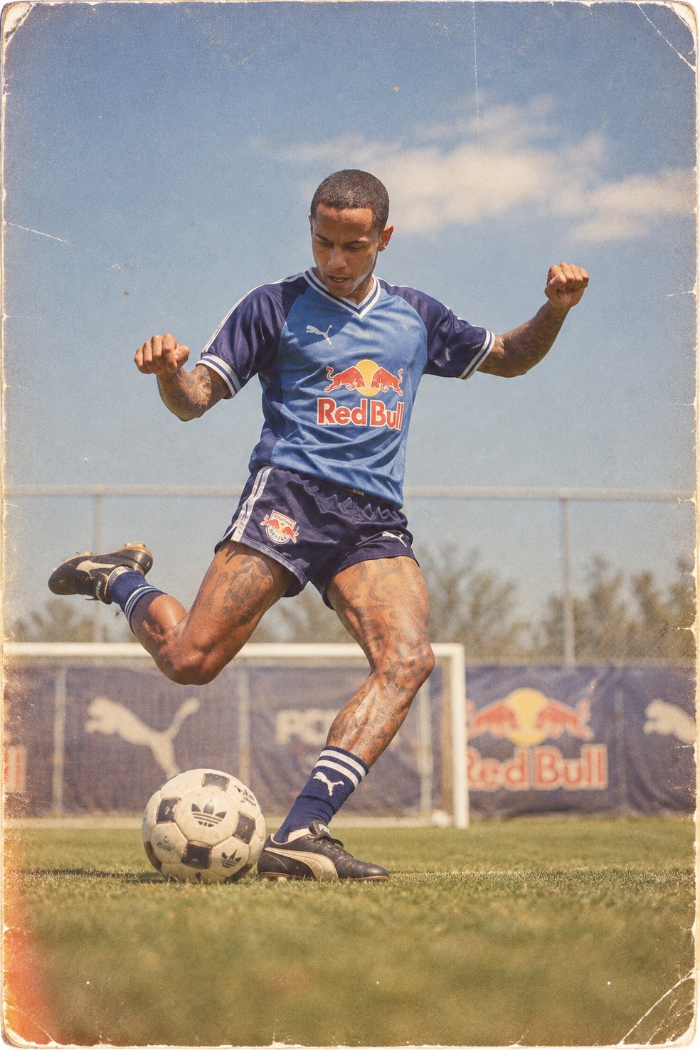 Wallace Yan na trend dos anos 80 — Foto: Ari Ferreira/Red Bull Bragantino - Adaptação ChatGPT