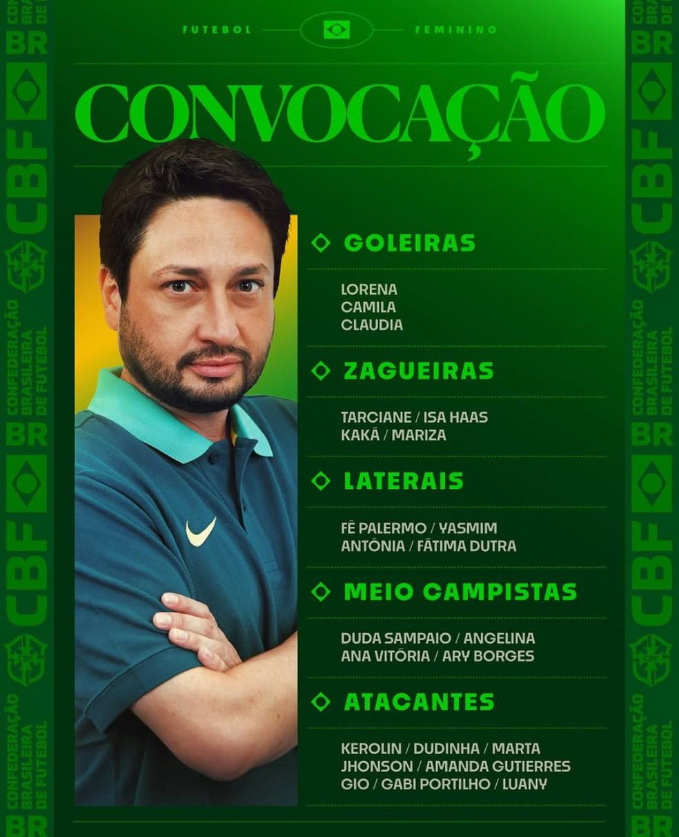 Arthur Elias convoca jogadoras da sele&ccedil;&atilde;o feminina para a Copa Am&eacute;rica &mdash; Foto: Divulga&ccedil;&atilde;o / CBF