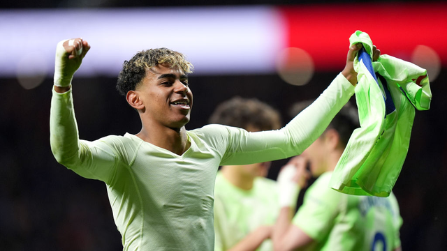 Lamine Yamal comemora vitória de virada do Barcelona sobre o Atlético de Madrid na LaLiga