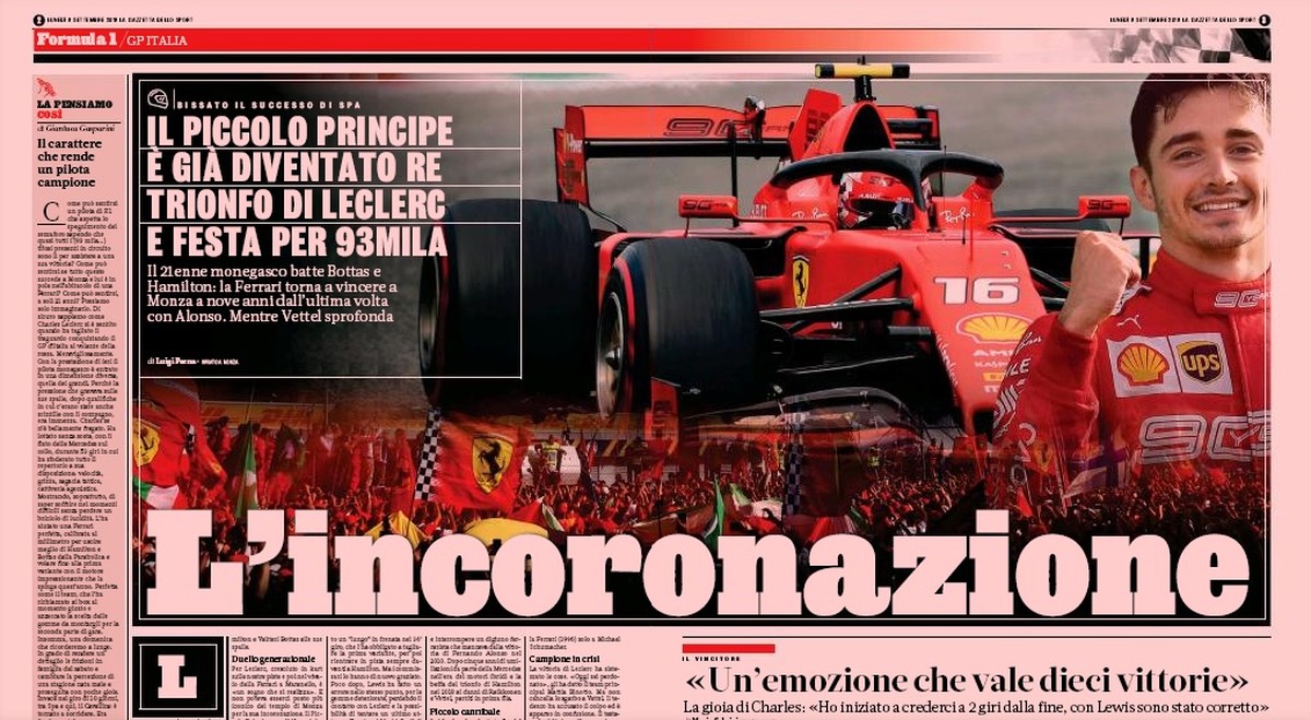 I giornali italiani elogiano l'”incoronazione” di re Charles Leclerc e criticano Sebastian Vettel |  Formula 1