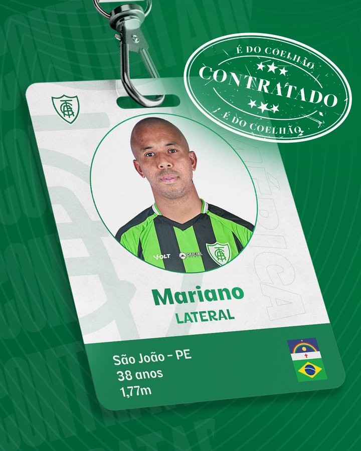 América-MG anuncia lateral Mariano, ex-Atlético-MG