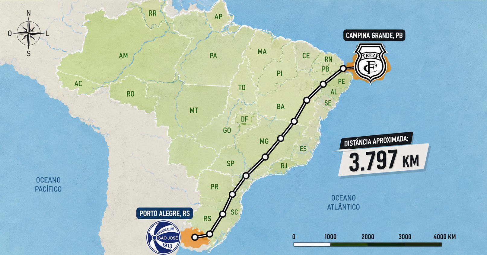Treze encara a viagem mais longa da Série D 2026 contra o São José-RS e revive caminho do último acesso