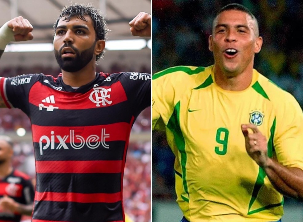 Gabigol passa Ronaldo Fenômeno em gols em finais — Foto: Marcelo Cortes/CRF e Agência AP