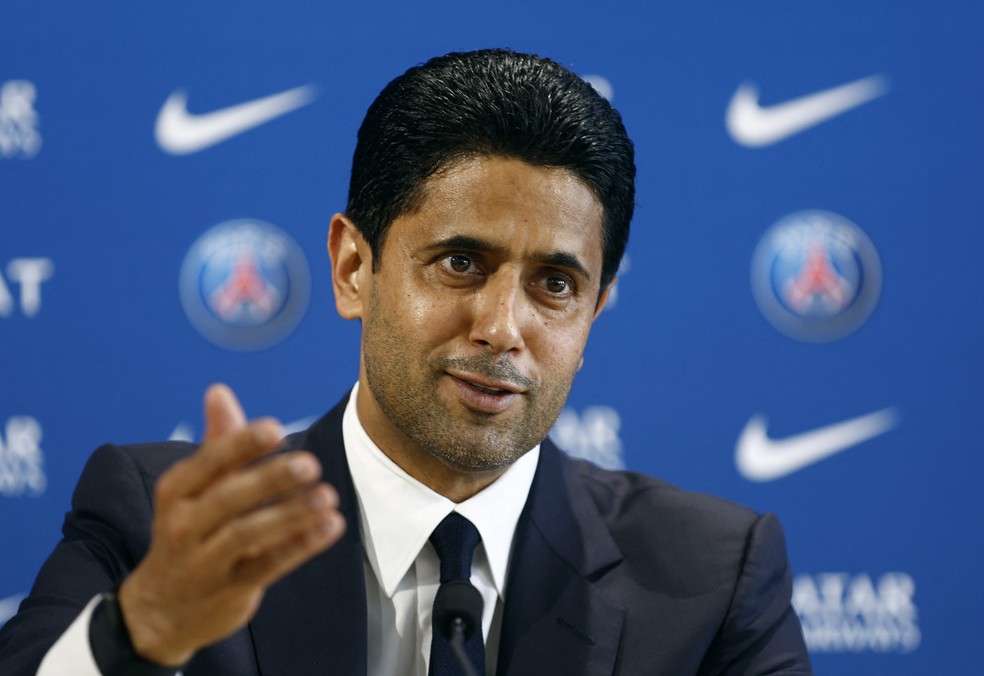 Nasser Al-Khelaifi, presidente do PSG — Foto: REUTERS/Gonzalo Fuentes