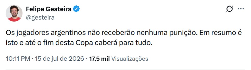Web reage a faixa sobre as Malvinas utilizada pelos jogadores em Argentina x Inglaterra — Foto: Reprodução