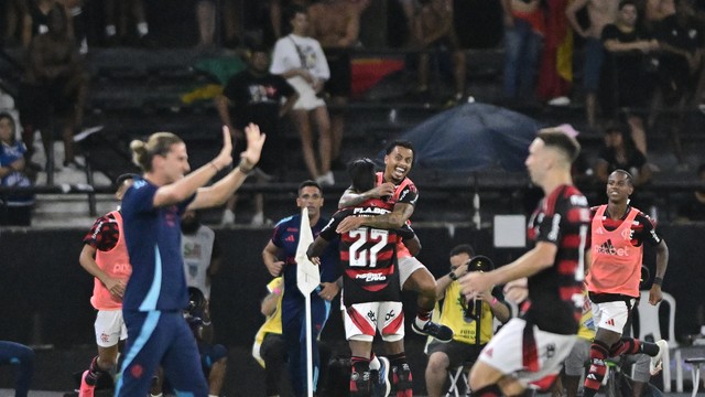 Comemoração do gol do Flamengo contra o Vasco