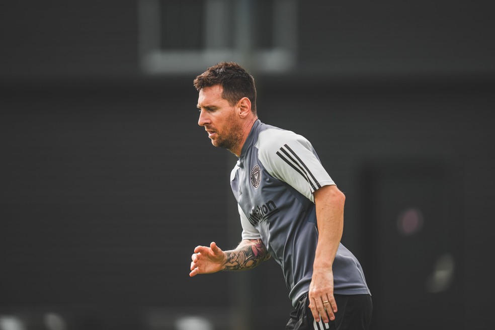 Messi, em treino pelo Inter Miami nesta terça-feira — Foto: Divulgação/Inter Miami