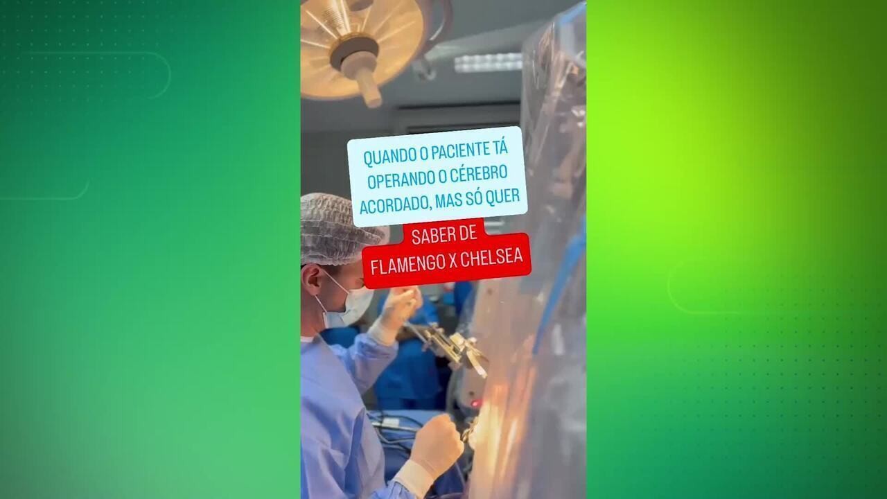 QUERO VER O JOGO DO FLAMENGO!!! Paciente preocupado com jogo do Flamengo na cirurgia cerebral