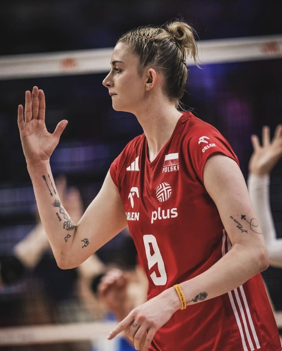 Magdalena Stysiak liderou vitórias da Polônia na última VNL e pode repetir o resultado — Foto: Reprodução/Instagram