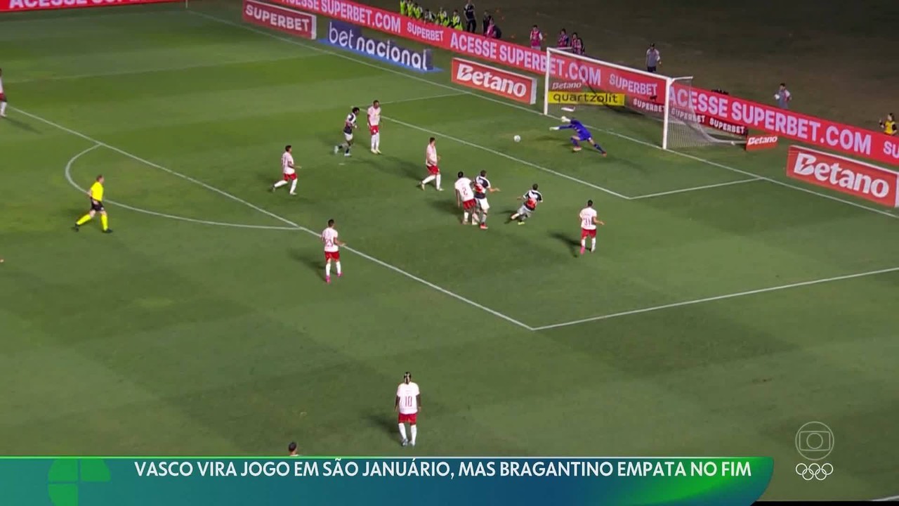 Vasco vira jogox2 pixbetSão Januário, mas Bragantino empata no fim