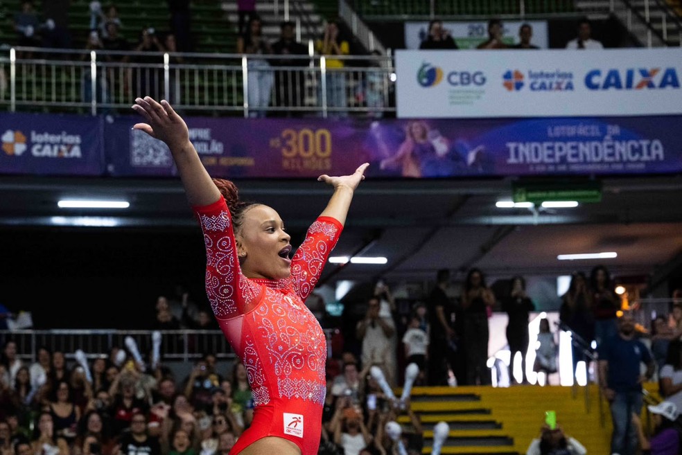 Rebeca Andrade no salto do Campeonato Brasileiro — Foto: MeloGym/CBG