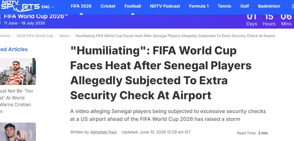 Cobertura internacional sobre revista em Senegal