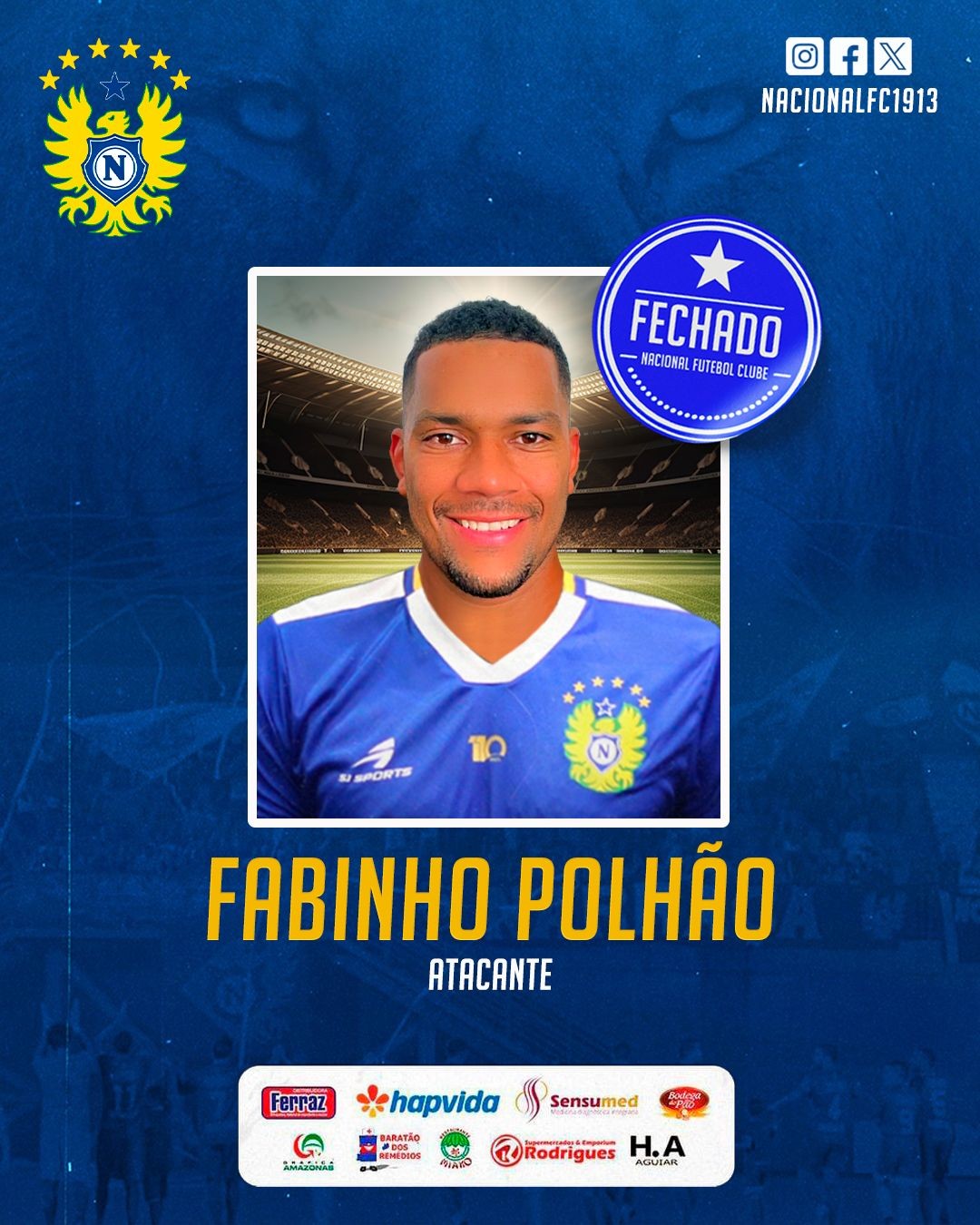 Nacional-AM anuncia atacante Fabinho Polhão, ex-Portuguesa-RJ, para o ...