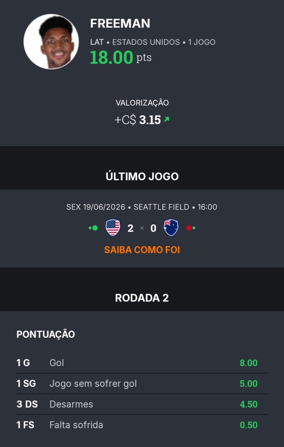 Extrato de Freeman — Craque do Cartola
