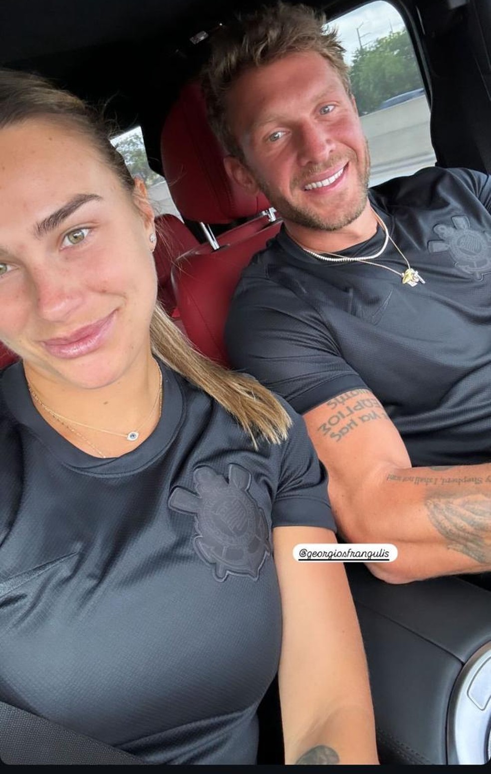 Sabalenka publicou foto com o namorado, o paulistano Georgios Frangulis — Foto: Reprodução