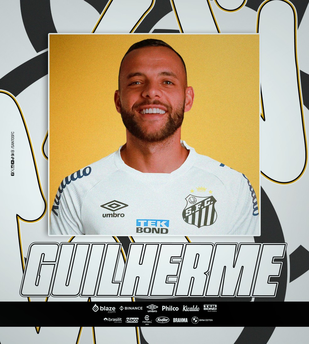 Guilherme é anunciado pelo Santos — Foto: Divulgação/Santos FC