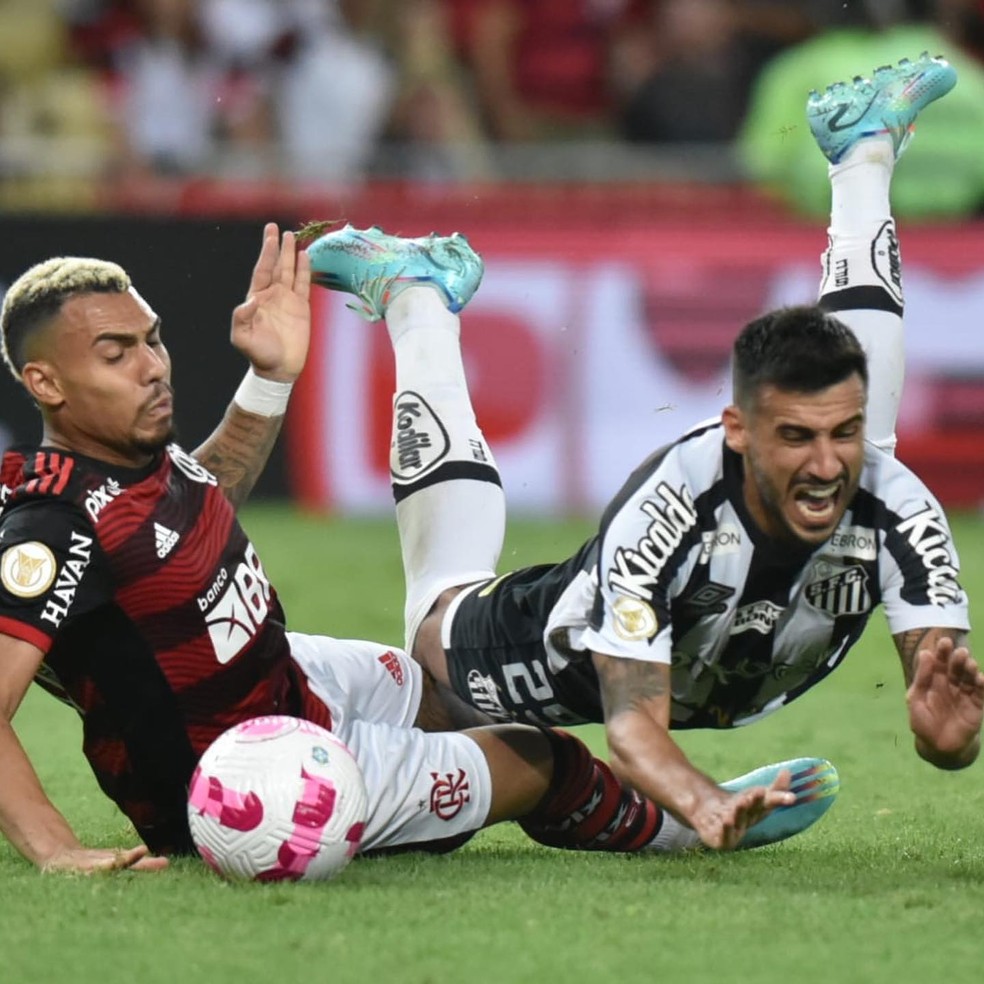 Com polêmicas de arbitragem, Flamengo vence o Santos no último