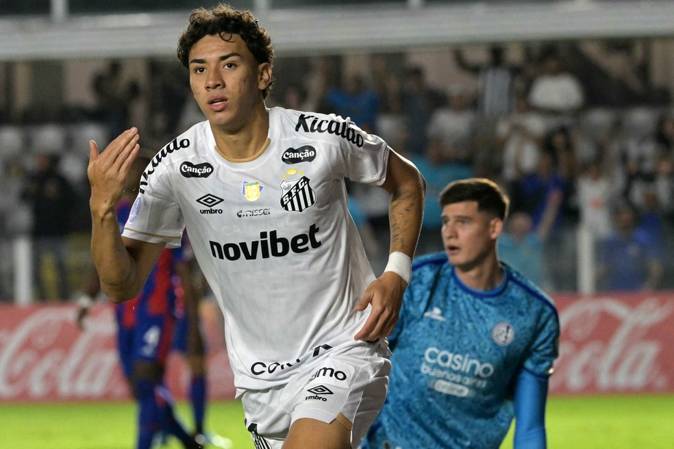Santos x San Lorenzo gol Gabriel Bontempo — Foto: Nelson Almeida / AFP
