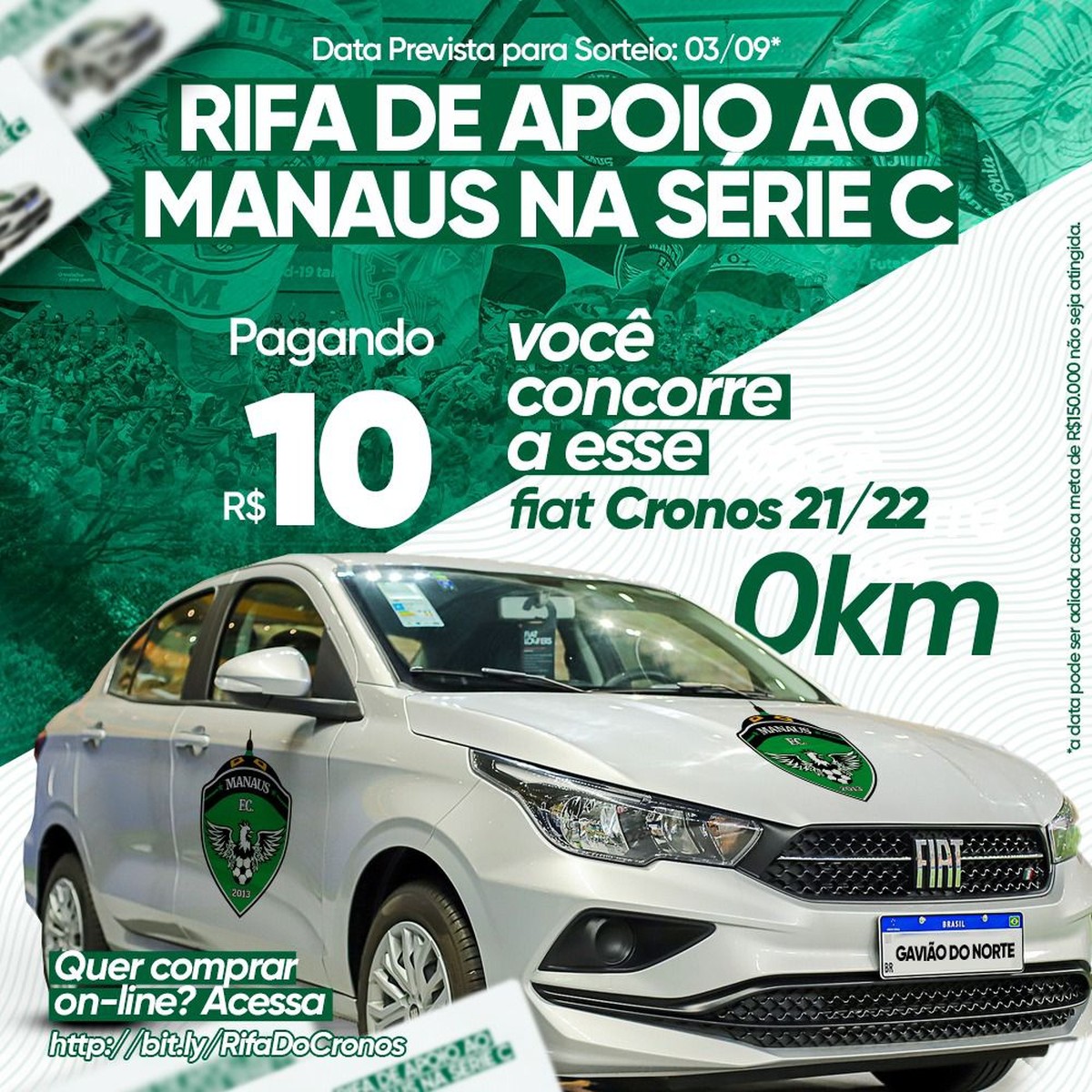 Com meta de R$ 150 mil, Manaus fará rifa de carro 0KM | am | ge