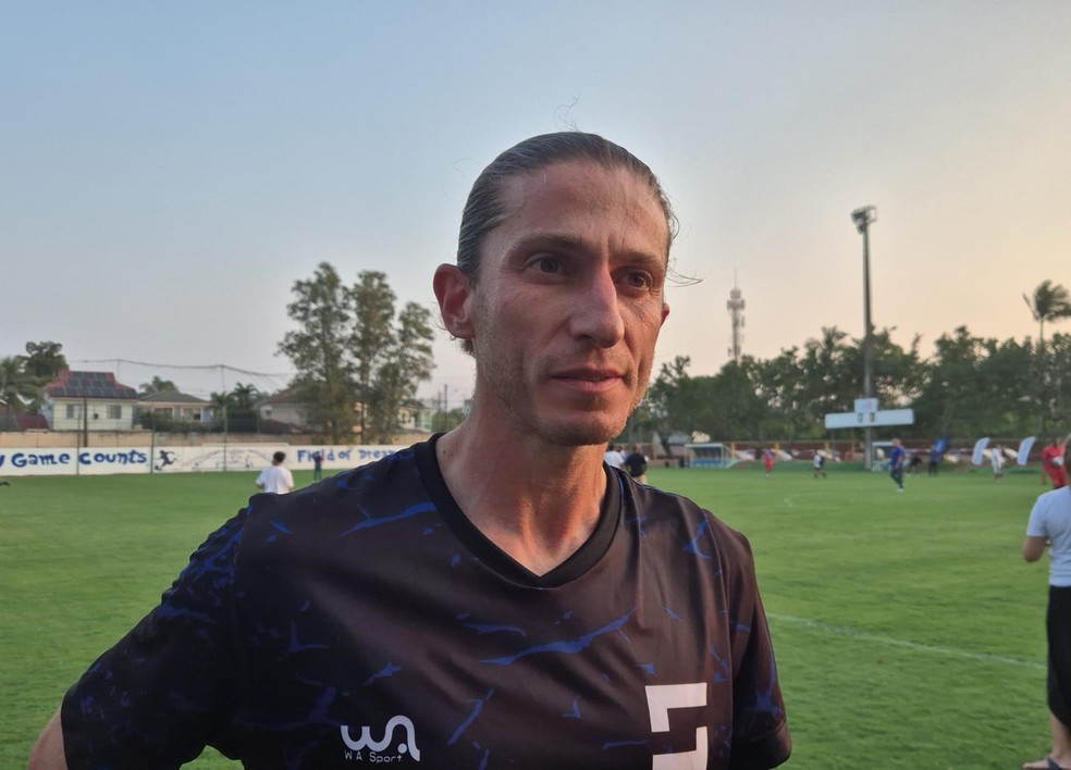 Filipe Luís, em evento organizado por Zico no CFZ — Foto: Ronald Lincoln/ge