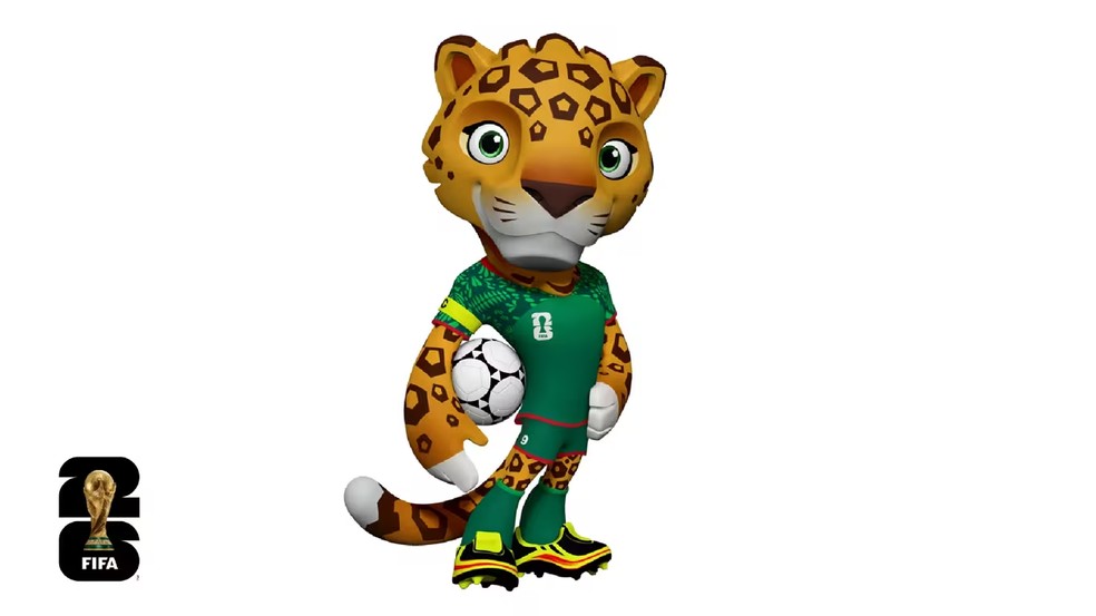 A onça-pintada Zayu, mascote do México, na Copa do Mundo — Foto: Fifa