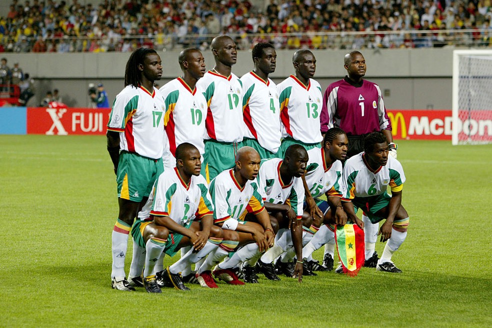 Jogadores da seleção de Senegal na vitória contra França em 2002