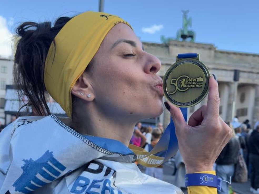 Terceira melhor brasileira na Maratona de Berlin, Gisele quer mais: "completar a mandala". — Foto: Arquivo pessoal