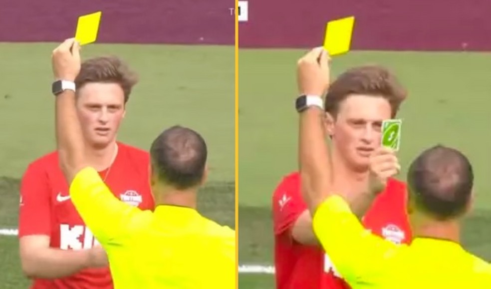 Um jogador de futebol usou uma carta de Uno para reverter cartão de juiz no  Campeonato Inglês?