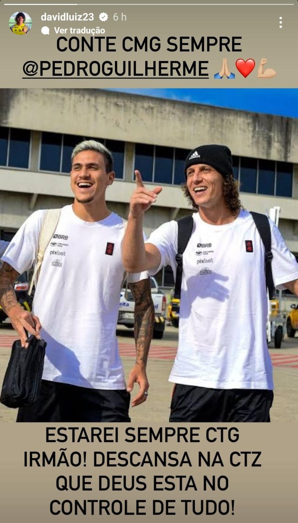 David Luiz manda mensagem após lesão de Pedro — Foto: Reprodução