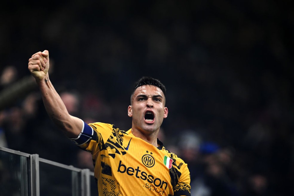 Inter de Mil&atilde;o, de Lautaro Mart&iacute;nez, tem como patrocinador master a marca Betsson &mdash; Foto: Getty Images
