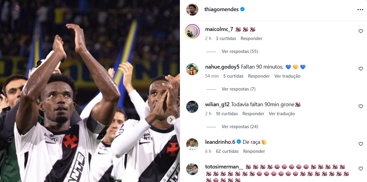 Thiago Mendes, do Vasco, é alvo de comentários racistas após provocar Boca nas redes