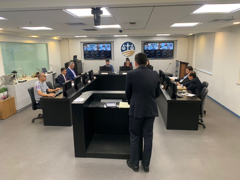 Julgamento de atletas de Palmeiras e São Paulo no STJD — Foto: Igor Mattos