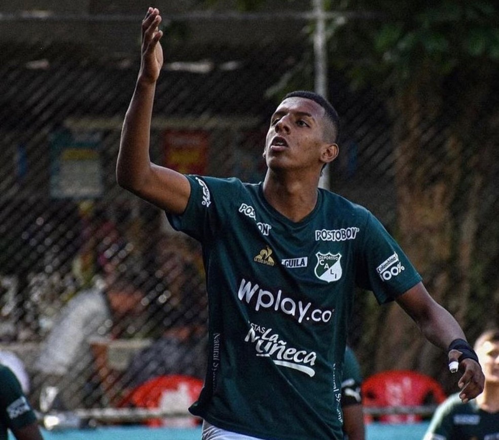 Alejandro Villareal, reforço do Santos para o sub-20, em ação pelo Deportivo Cali — Foto: Instagram/Divulgação