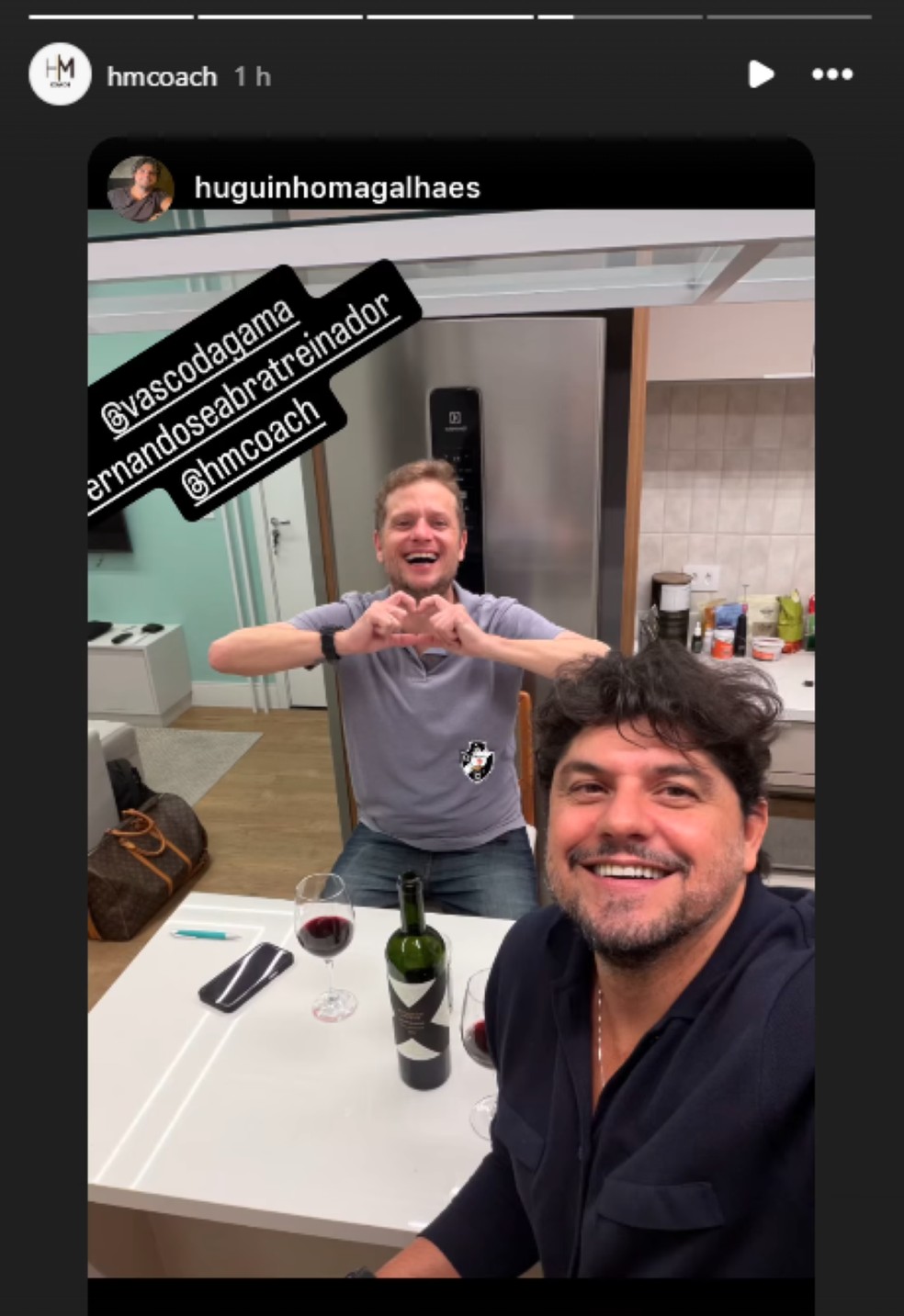 Empresário Hugo Magalhães posta foto em comemoração com Fernando Seabra — Foto: Reprodução/Redes sociais