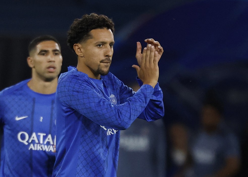 Marquinhos, zagueiro do PSG, em ação pela Champions League