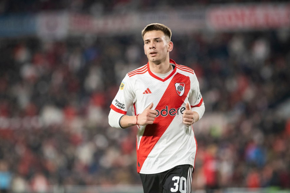 Franco Mastantuono, meia do River Plate — Foto: Getty Images