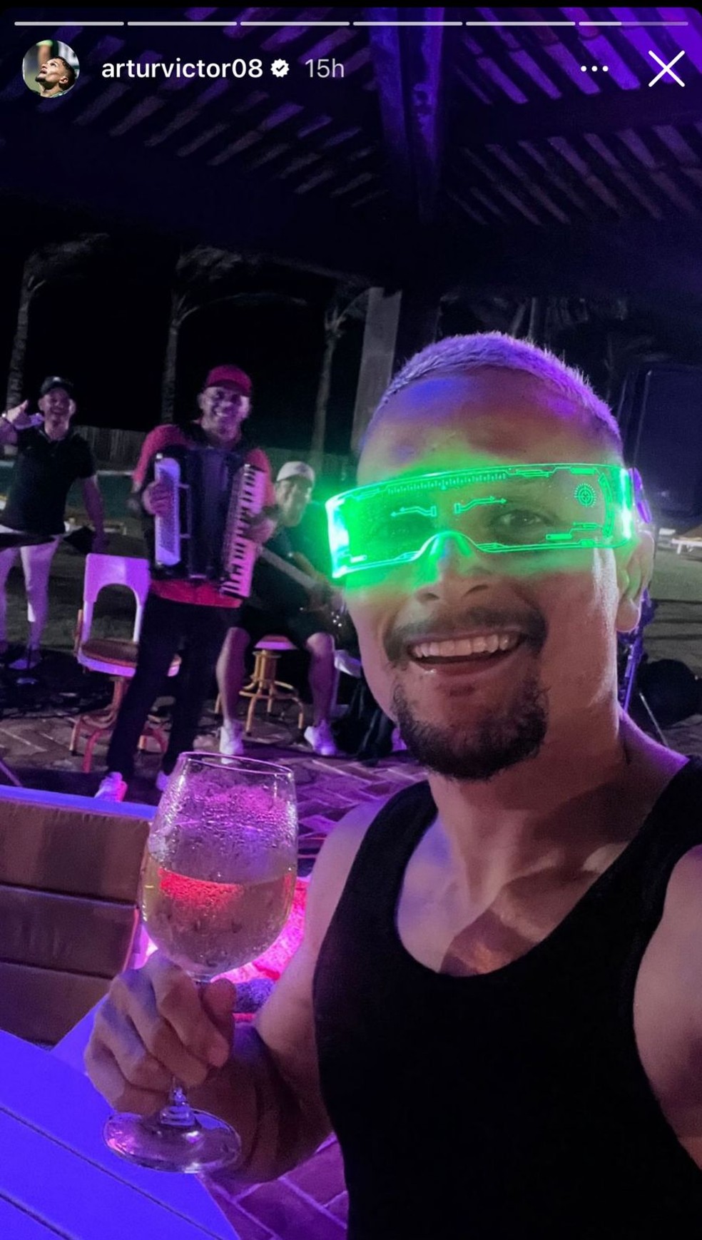 Artur, do Palmeiras, na noite de Natal — Foto: Reprodução