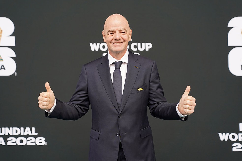 Gianni Infantino, presidente da Fifa, marca presença na abertura da Copa do Mundo de 2026 — Foto: Toya Sarno Jordan - FIFA/FIFA via Getty Images
