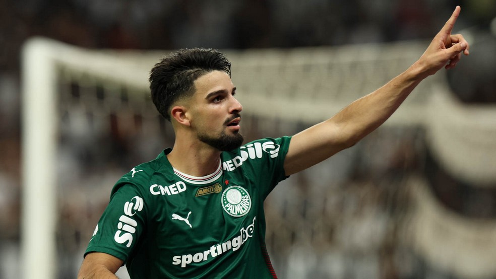 Flaco López comemora gol do Palmeiras contra Corinthians — Foto: Marcos Ribolli
