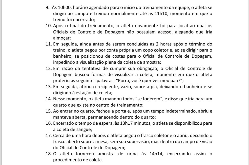 Voto do auditor Vinicius Morrone expõe xingamentos de Gabigol no julgamento do TJD-RJ — Foto: Reprodução