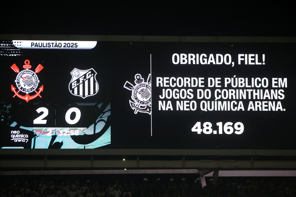 Corinthians x Santos bateu recorde de público na Neo Química Arena — Foto: Marcos Ribolli