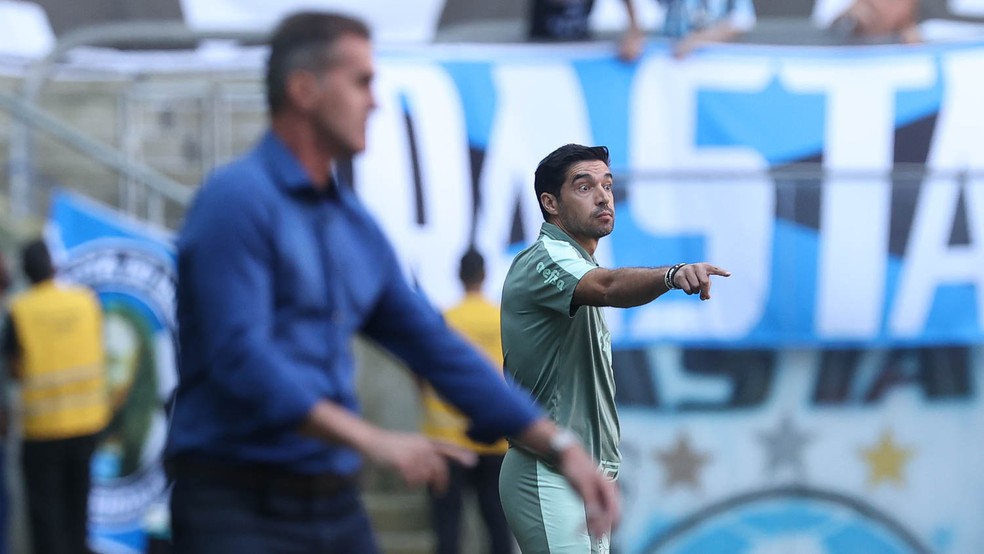 Em 2021, Palmeiras de Abel Ferreira venceu o Grêmio de Mancini na Arena — Foto: César Greco/Agência Palmeiras