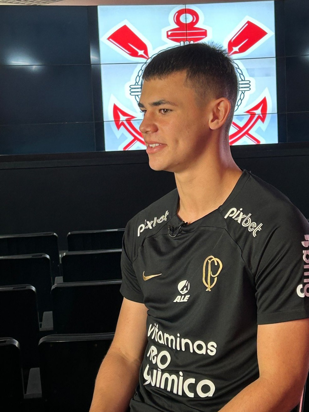 Gabriel Moscardo, do Corinthians, em entrevista ao ge — Foto: Marcelo Braga