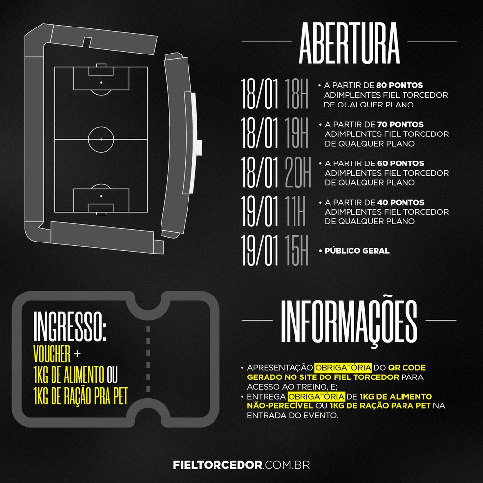 Informações sobre reservas de ingressos para treino aberto do Corinthians — Foto: Reprodução